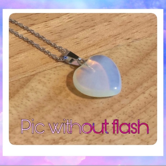 Opal Heart Pendant Necklace - Picture 2 of 2